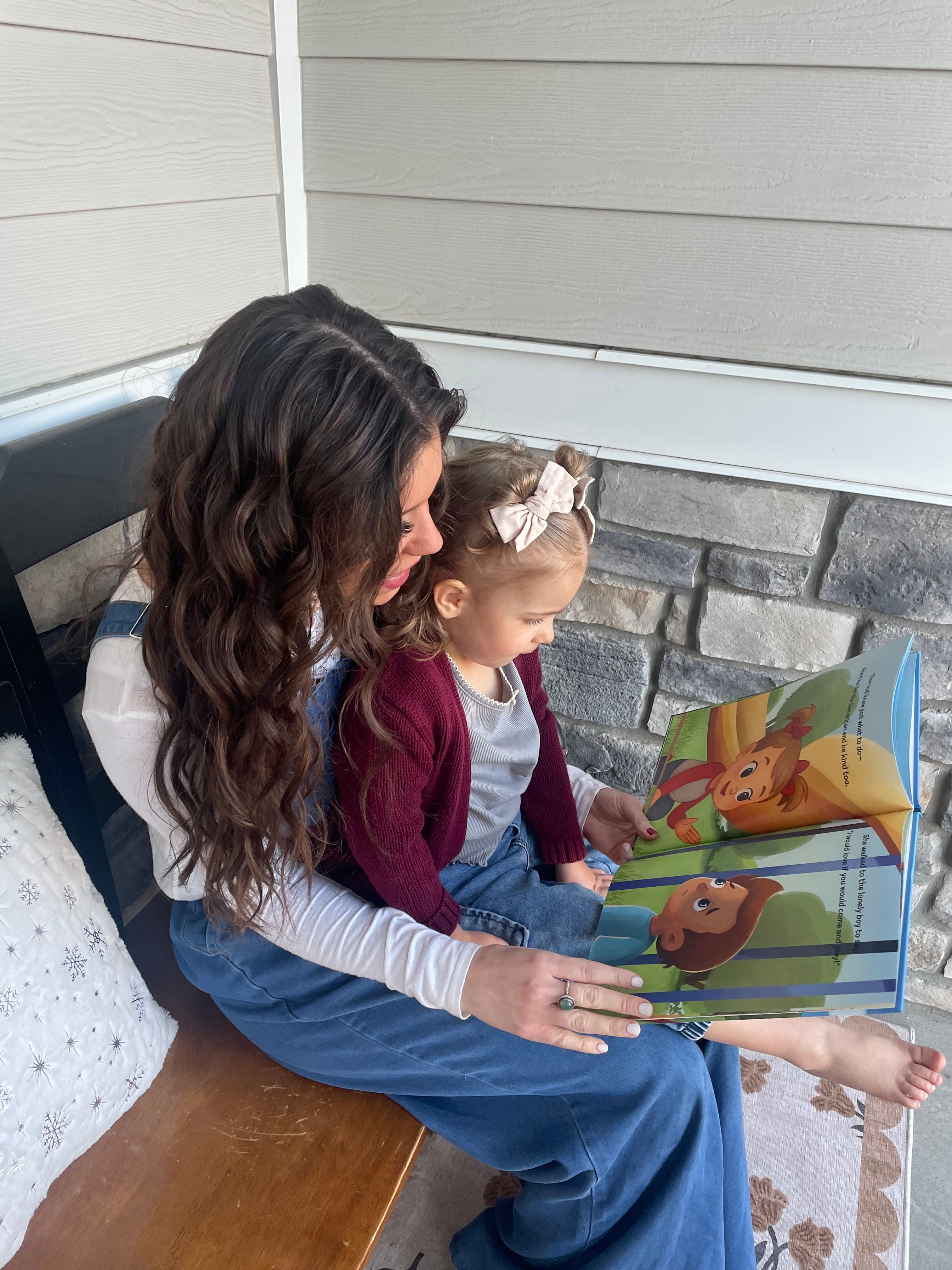 Family enjoying a PaperPetal personalized book together
